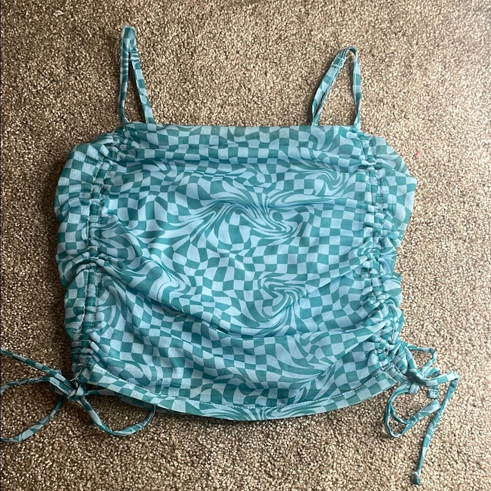 SO Blue Ruched Fitted Camisole